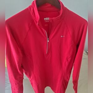 Red Nike Long Sleeve 3/4 Zip Shirt / Lightweight Top